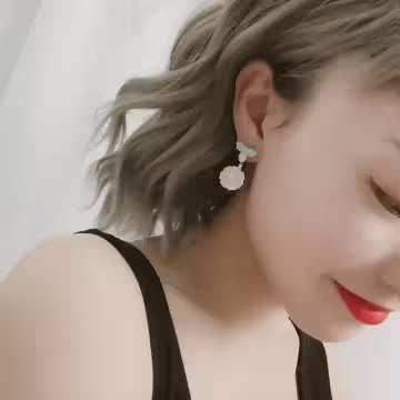 蜜蜂採花小雛菊×後掛式吊墜耳環