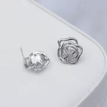 925銀針×大單鑽山茶花×耳針