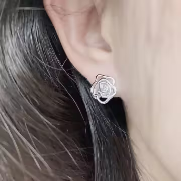 925銀針×大單鑽山茶花×耳針