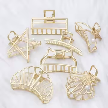 長方形金屬線框×鯊魚髮夾