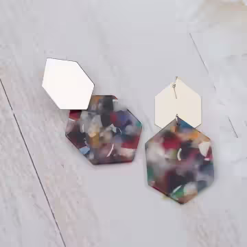 炫彩斑爛六角型×吊墜耳環