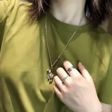925銀飾×雙層笑臉鍊條×開口戒指