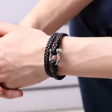 皮革交織×馬蹄扣手鍊/頸鍊二用×共三色