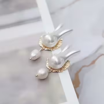 巴洛克珍珠小白兔×耳環