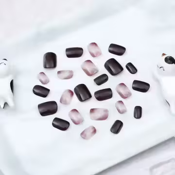 迷霧棕煙深咖亮面×穿戴式手指甲片×二十四入 