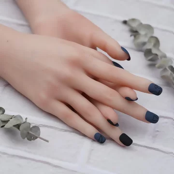 藍色抽象臉譜霧面×穿戴式手指甲片×二十四入 .avif