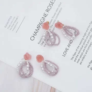 粉紅玫瑰雙層珍珠×螺旋耳夾.avif