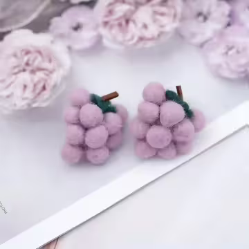 紫葡萄小毛球×耳環