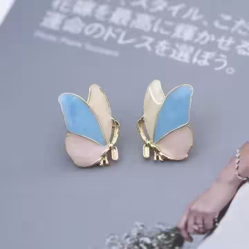 少女藍粉蝴蝶飛×吊墜耳環