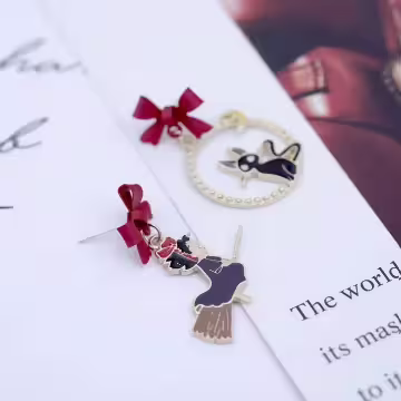 小魔女與黑貓×不對稱吊墜耳環