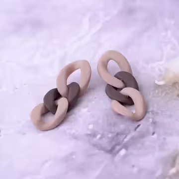 棕咖個性鍊條相扣×吊墜耳環