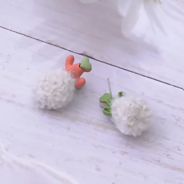 橙綠仙人掌米毛球×不對稱吊墜耳環.avif