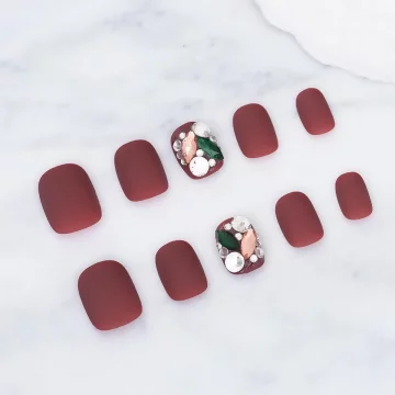 焦糖紅晶鑽寶石霧面×穿戴式手指甲片×二十四入 .avif
