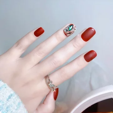 焦糖紅晶鑽寶石霧面×穿戴式手指甲片×二十四入 .avif