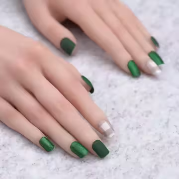 亮粉綠底灰格子霧面×穿戴式手指甲片×二十四入 