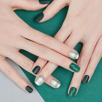 亮粉綠底灰格子霧面×穿戴式手指甲片×二十四入 .avif