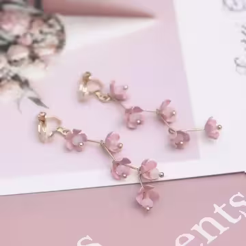 迷人的粉紅碎花×三角耳夾