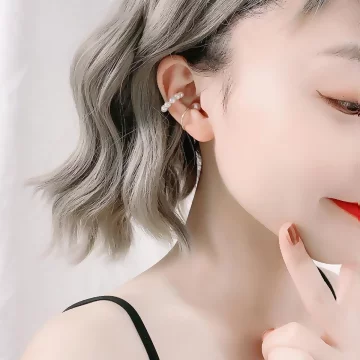 波頭活動小圓孔×螺旋耳夾二套件×白金色.avif