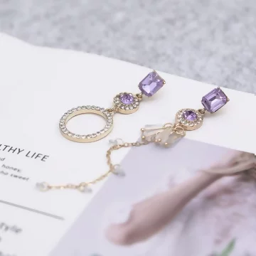 透紫傘晶圓環閃鑽×不對稱吊墜耳環.avif