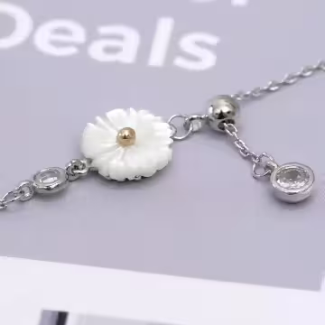 925銀飾×小白雛菊×抽拉鎖骨項鍊