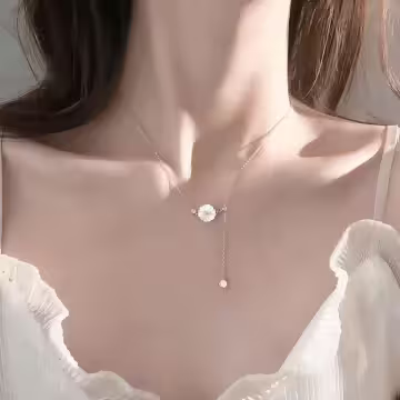 925銀飾×小白雛菊×抽拉鎖骨項鍊