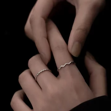 銀色冷淡極簡線條×四套件開口戒指組.avif