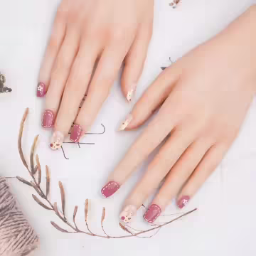 雪糕流心磚紅花朵亮面&times;穿戴式手指甲片&times;二十四入