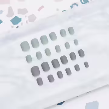 薄荷綠奶奶灰跳色霧面×穿戴式手指甲片×二十四入 