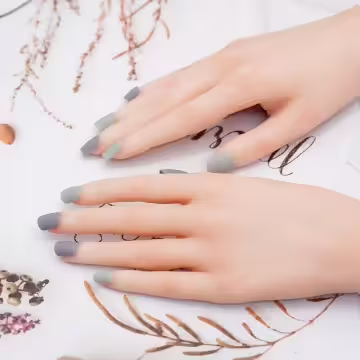 薄荷綠奶奶灰跳色霧面×穿戴式手指甲片×二十四入 