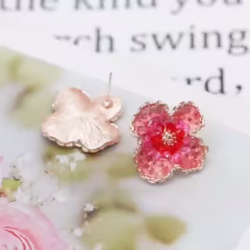 粉紫晶漸變色小花×耳環