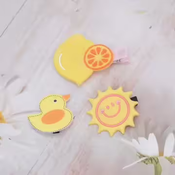 鮮黃檸檬小鴨太陽×十四套件髮夾組