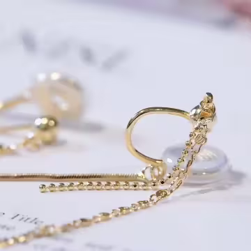 極簡圓珠垂鍊×蚊香盤U型耳夾