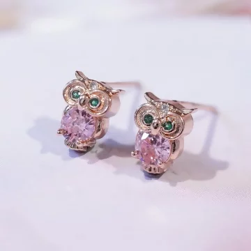 玫瑰金鑽貓頭鷹×吊墜耳環.avif