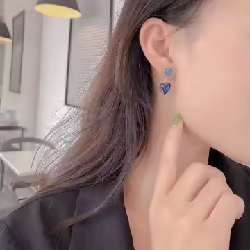 黛藍雙心&times;螺旋耳夾