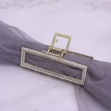 長方款×輕奢晶鑽珍珠×鯊魚髮夾