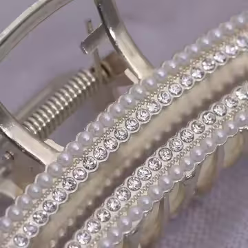 弧方款×輕奢晶鑽珍珠×鯊魚髮夾