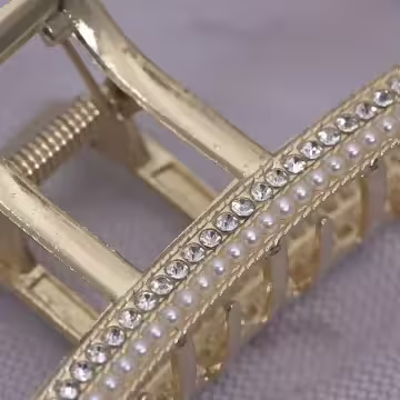 一字款×輕奢晶鑽珍珠×鯊魚髮夾