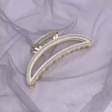 彎月款×輕奢晶鑽珍珠×鯊魚髮夾