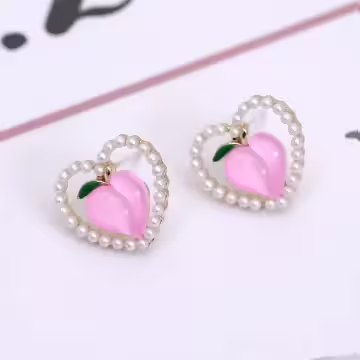 蜜桃愛心小珍珠&times;耳環