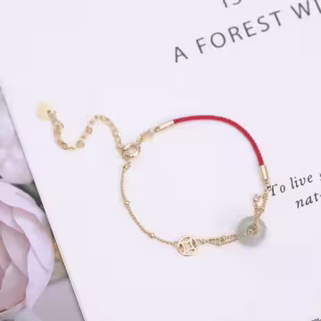 綠玉平安扣古錢×紅繩手鍊