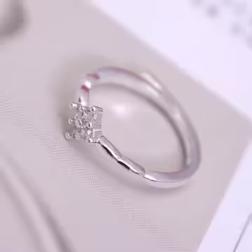 925銀飾×菱形小花×開口戒指