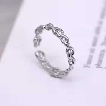 925銀飾&times;抽象愛心交織&times;開口戒指
