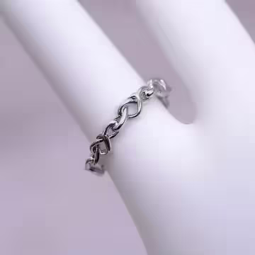 925銀飾&times;抽象愛心交織&times;開口戒指