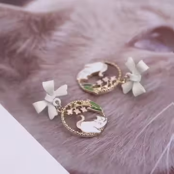 淘氣貓咪鈴蘭花×吊墜耳環