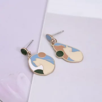 萌趣抽象小貓咪×不對稱吊墜耳環.avif
