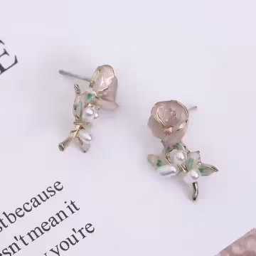 優雅玫瑰花×吊墜耳環