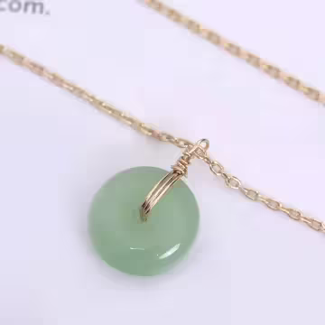 綠古典簡約平安扣×抽拉鎖骨項鍊