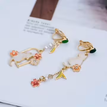 等主人的櫻花貓×不對稱三角耳夾