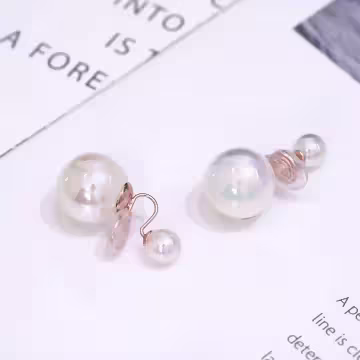 雙面人魚珍珠×蚊香盤U型耳夾