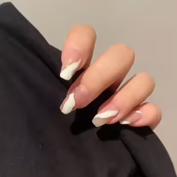 粉白大理石紋亮面×穿戴式手指甲片×二十四入